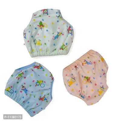 Da Anushi Reusable & Waterproof PVC Plastic Diaper Joker Panties/Diaper Padded Baby Nappy Panties/Training Pants with Inner & Outer Soft Plastic- Pack of 3 (Small) (Multicolor)-thumb0