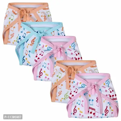 Da Anushi Printed Cotton Hosiery Washable & Reusable Adjustable Cloth Diaper Nappy With Insert Cushioned Padded Langot Nappy Tying Langot For Babies- Pack of 5 (Medium, Multicolor)-thumb2