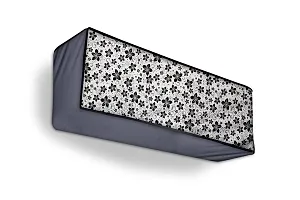 Da Anushi Split AC Cover Set of Indoor and Outdoor Unit for 2 Ton Capacity Attractive Digital Prints/Dustproof/Water Resistant (Grey Black Flower)-thumb1