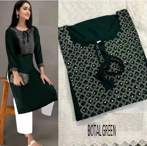 Stylish Rayon Sequinned Straight Kurti