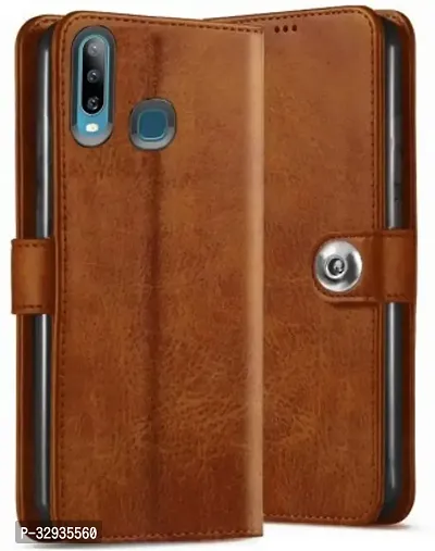 A Flip Cover for Vivo Y12 Brown Dual Protection-thumb0