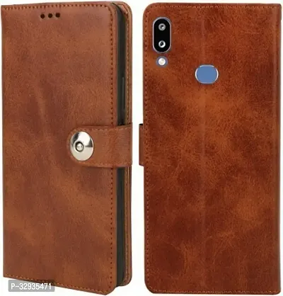 A Flip Cover for Samsung Galaxy A10s Brown Dual Protection-thumb0