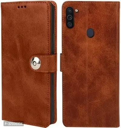 A Flip Cover for Samsung Galaxy M11 Brown Dual Protection-thumb0