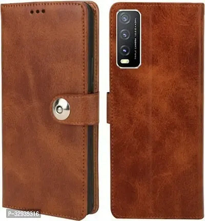 A Flip Cover for Vivo Y20A Brown Dual Protection-thumb0