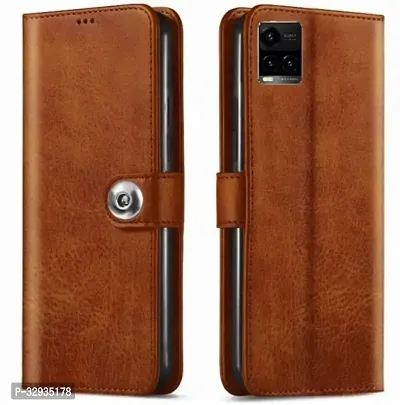 A Flip Cover for Vivo Y21T Brown Dual Protection Pack of 1-thumb0