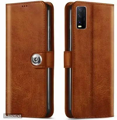 A Flip Cover for Vivo Y20G 2021 Brown Dual Protection-thumb0