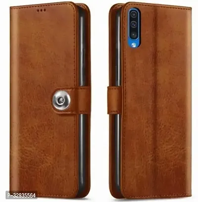 A Flip Cover for Samsung Galaxy A70 Brown Dual Protection-thumb0