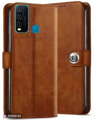 A Flip Cover for Vivo Y30 Brown Dual Protection-thumb0