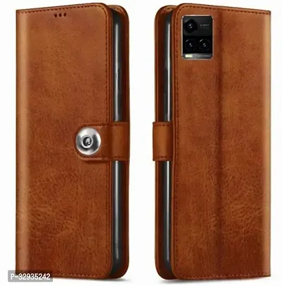 A Flip Cover for Vivo Y33S Brown Dual Protection Pack of 1-thumb0