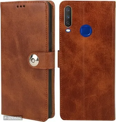 A Flip Cover for Vivo Y15 Brown Dual Protection-thumb0