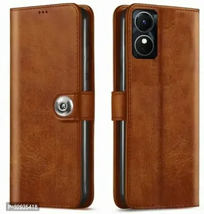 A Flip Cover for OPPO A17 Brown Dual Protection-thumb0