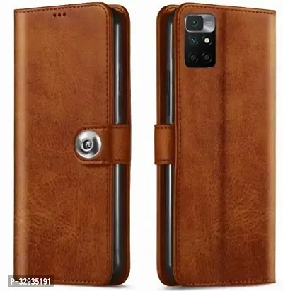 Flip Cover for Mi Redmi 10 Prime Brown Dual Protection