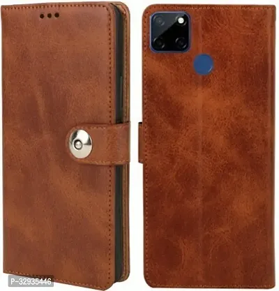 A Flip Cover for Oppo A15 2020 Brown Dual Protection-thumb0