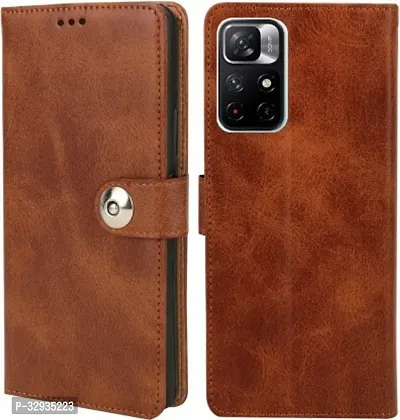 A Flip Cover for Mi Redmi Note 11T 5G Brown Dual Protection Pack of 1-thumb0