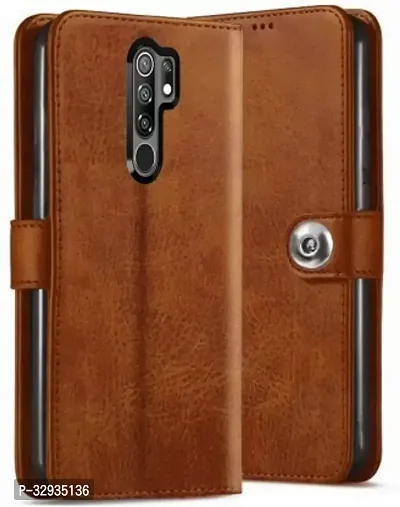 Flip Cover for Mi Redmi 9 Prime Brown Dual Protection