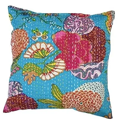 Decorative Turquoise Cotton Hand Stitched Embroidered Square Shaped Cushion Covers