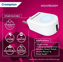 Home APPLIANCEC Night LAMP with USB Mobile CHARJER 2 AMP. [ Packing 2 PCS. ] , Light Color - Warm White-thumb1