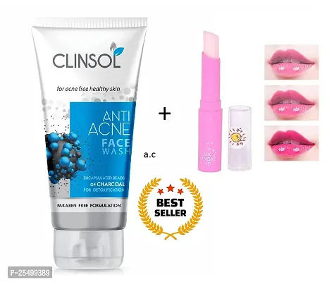 professional clisnol face wash with pink magic lip balm-thumb0