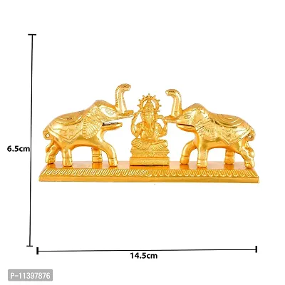 CraftJunction Handcrafted Metal Lord Ganesha Roli Chawal Box with Elephant Decorative Showpiece (7 cm, Golden)-thumb5