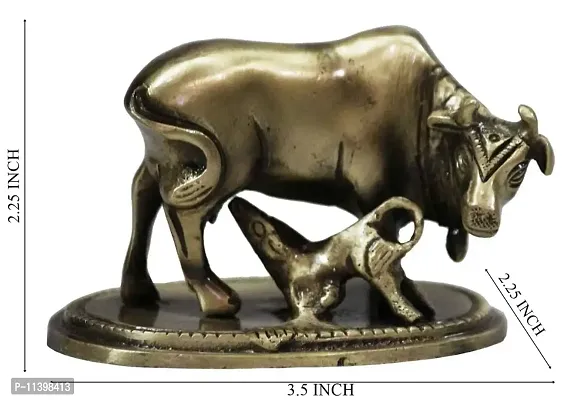 Craftjunction Handcrafted Brass Cow and Calf Showpiece Figurine(2.25 * 3.5 * 2.25 Inches)-thumb3