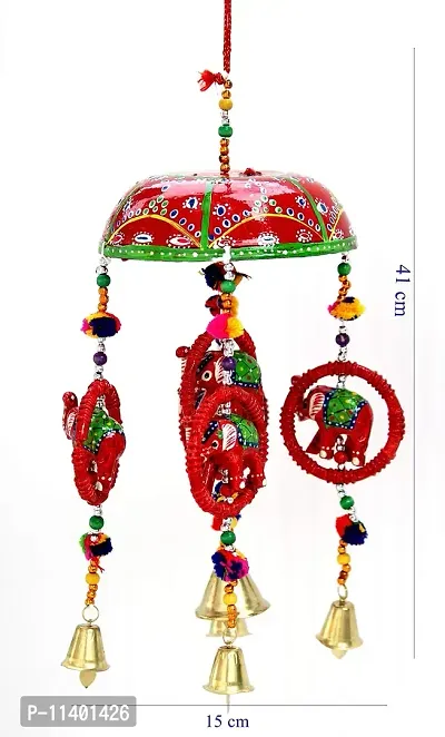 Craft Junction Handcrafted Rajasthani Bell Elephant Design Wall Hanging Decorative Showpiece Figurine-thumb2