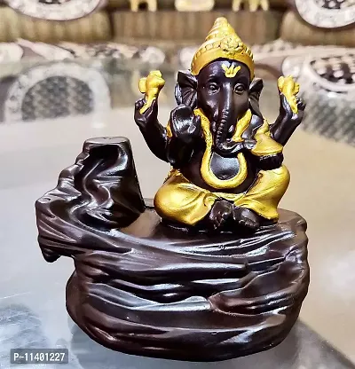 CraftJunction Meditating Ganesha Smoke Backflow Cone Incense Holder Decorative Showpiece with 10 Free Smoke Backflow Scented Cone Incenses (G3G)-thumb3