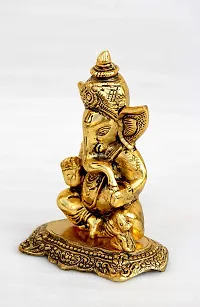 Craft Junction Handpainted Blessing Lord Ganesha Decorative Decorative Showpiece - 17 cm (Metal, Gold)-thumb2