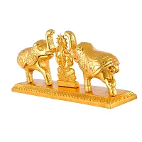 CraftJunction Handcrafted Metal Lord Ganesha Roli Chawal Box with Elephant Decorative Showpiece (7 cm, Golden)-thumb3