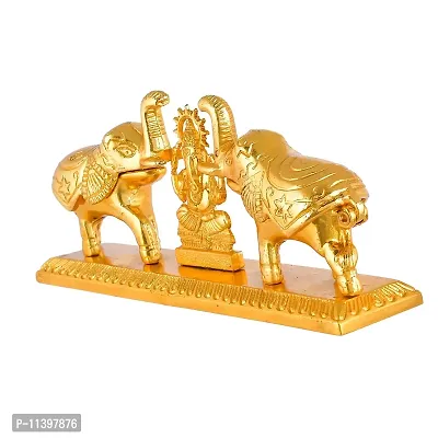 CraftJunction Handcrafted Metal Lord Ganesha Roli Chawal Box with Elephant Decorative Showpiece (7 cm, Golden)-thumb4