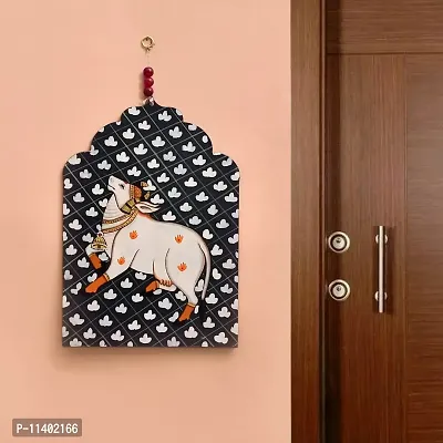 Craft Junction Wall Art Pure Handpainted Rajasthani Print Kamdhenu Cow Hanging Home Decorative Showpiece-8727