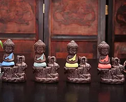 Craft Junction Handcrafted Set of 4 Meditating Little Baby Monk Buddha Smoke Backflow Cone Incense Holder with 40 Incense Cones-thumb1