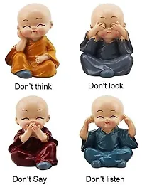 Craft Junction Handcrafted Colourfull Set of 4 Small Baby Monk Decoraive Showpiece Figurine-thumb3