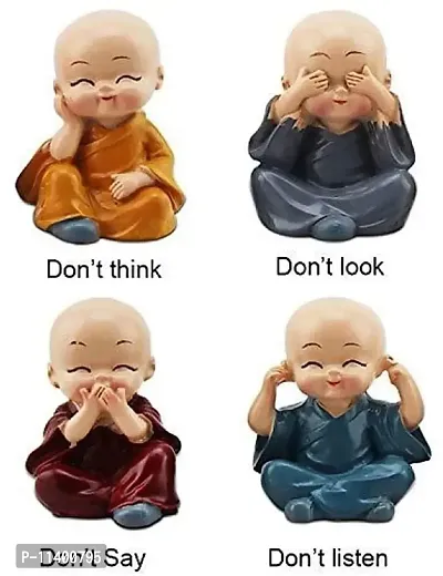 Craft Junction Handcrafted Colourfull Set of 4 Small Baby Monk Decoraive Showpiece Figurine-thumb4