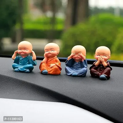 Vinayak creations Polyresin Monks Buddha Figurines Multicolour, 4 Pieces