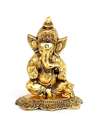 Craft Junction Handpainted Blessing Lord Ganesha Decorative Decorative Showpiece - 17 cm (Metal, Gold)-thumb1