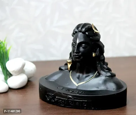 Craft Junction Lord Shiva Adiyogi in Dhyan Mudra Decorative Showpiece - 15 cm (Polyresin, Black)