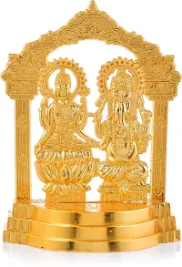 Craft Junction Handcrafted Gold Polish Lakshmi Ganesha Showpiece Figurine-thumb1