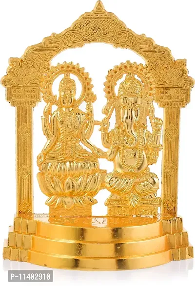 Craft Junction Handcrafted Gold Polish Lakshmi Ganesha Showpiece Figurine-thumb2