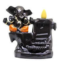 CraftJunction Meditating Ganesha Smoke Backflow Cone Incense Holder Decorative Showpiece with 10 Free Smoke Backflow Scented Cone Incenses (G4OR)-thumb1