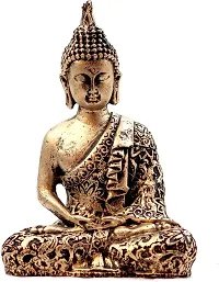 Craft Junction Handcrafted Samadhi Buddha Decorative Showpiece - 16 cm (Polyresin, Gold)-thumb1