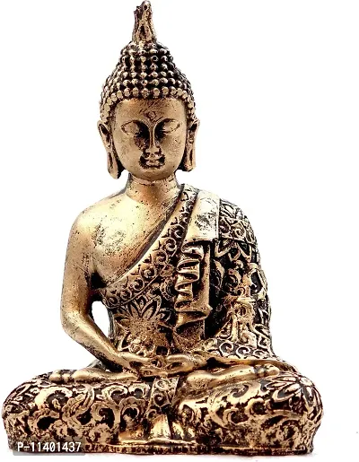 Craft Junction Handcrafted Samadhi Buddha Decorative Showpiece - 16 cm (Polyresin, Gold)-thumb2