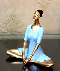 Craft Junction Handpainted Lady in Yoga Position Decorative Decorative Showpiece - 17.7 cm (Polyresin, Multicolor)-thumb3
