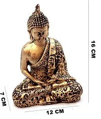 Craft Junction Handcrafted Samadhi Buddha Decorative Showpiece - 16 cm (Polyresin, Gold)-thumb2