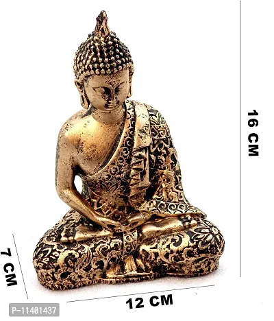 Craft Junction Handcrafted Samadhi Buddha Decorative Showpiece - 16 cm (Polyresin, Gold)-thumb3