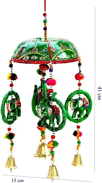 Craft Junction Handcrafted Rajasthani Bell Elephant Design Wall Hanging Decorative Showpiece Figurine-thumb1