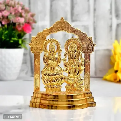 Craft Junction Handcrafted Gold Polish Lakshmi Ganesha Showpiece Figurine