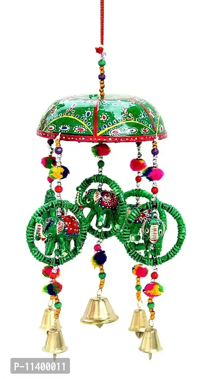 Craft Junction Handcrafted Rajasthani Bell Elephant Design Wall Hanging Decorative Showpiece Figurine