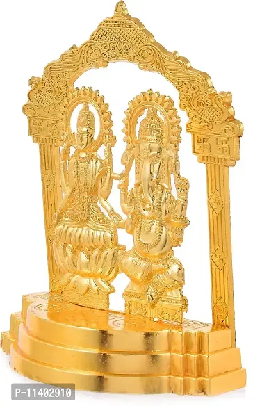 Craft Junction Handcrafted Gold Polish Lakshmi Ganesha Showpiece Figurine-thumb3