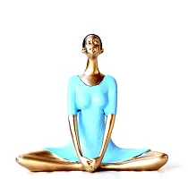 Craft Junction Handpainted Lady in Yoga Position Decorative Decorative Showpiece - 17.7 cm (Polyresin, Multicolor)-thumb1