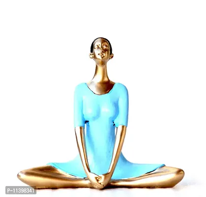Craft Junction Handpainted Lady in Yoga Position Decorative Decorative Showpiece - 17.7 cm (Polyresin, Multicolor)-thumb2